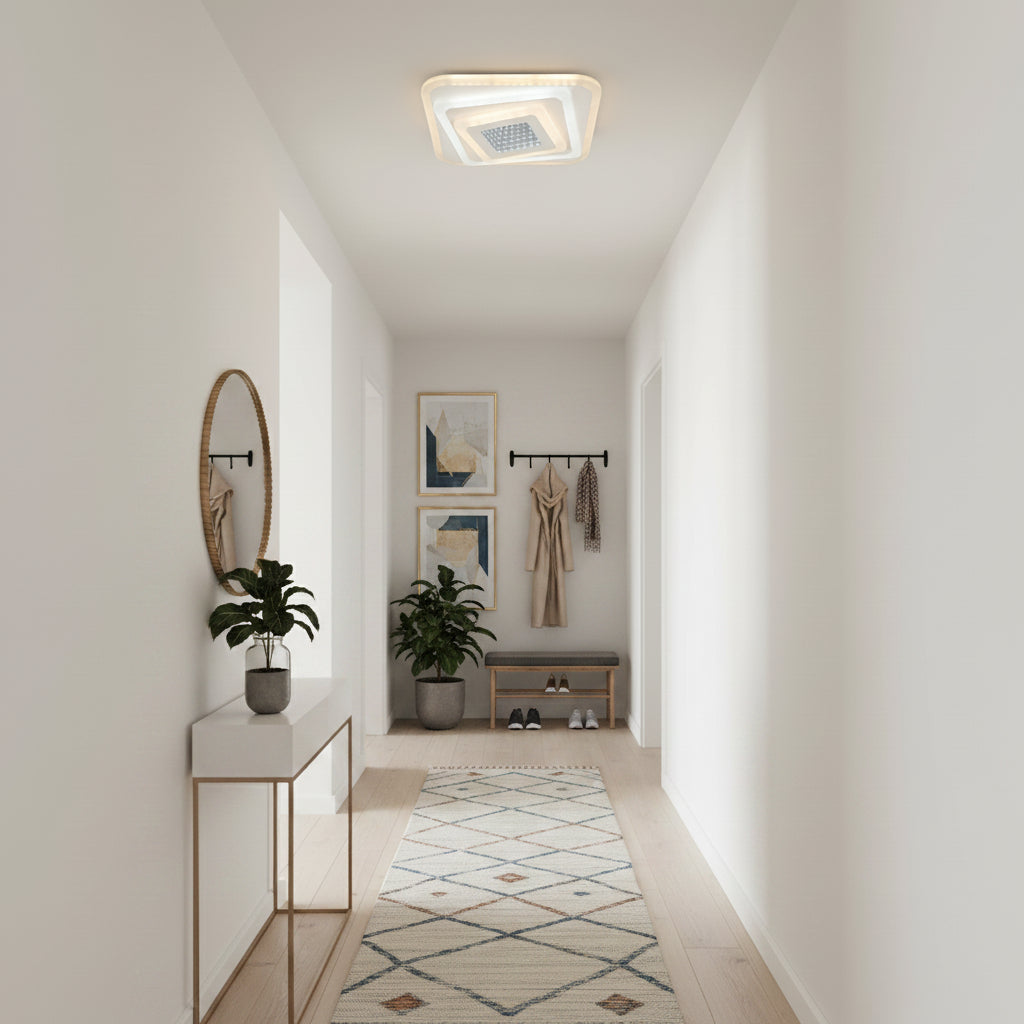 Πολυέλαιος LED NEXA 3D 46W, Τετράγωνο, Κρύο/Ζεστό/Ουδέτερο φως, Λευκοί πολυέλαιοι LED Προεπιλεγμένος τίτλος Alessandro Design