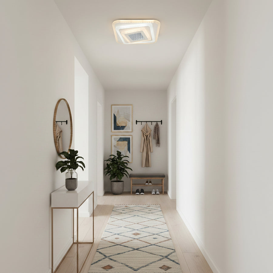 Πολυέλαιος LED NEXA 3D 46W, Τετράγωνο, Κρύο/Ζεστό/Ουδέτερο φως, Λευκοί πολυέλαιοι LED Προεπιλεγμένος τίτλος Alessandro Design