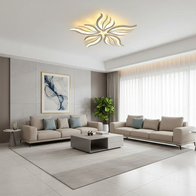 Πολυέλαιος LED με τηλεχειριστήριο SAKURA 62W, 5 πέταλα, Κρύο/Ζεστό/Ουδέτερο φως, Ρυθμιζόμενο, Λευκό