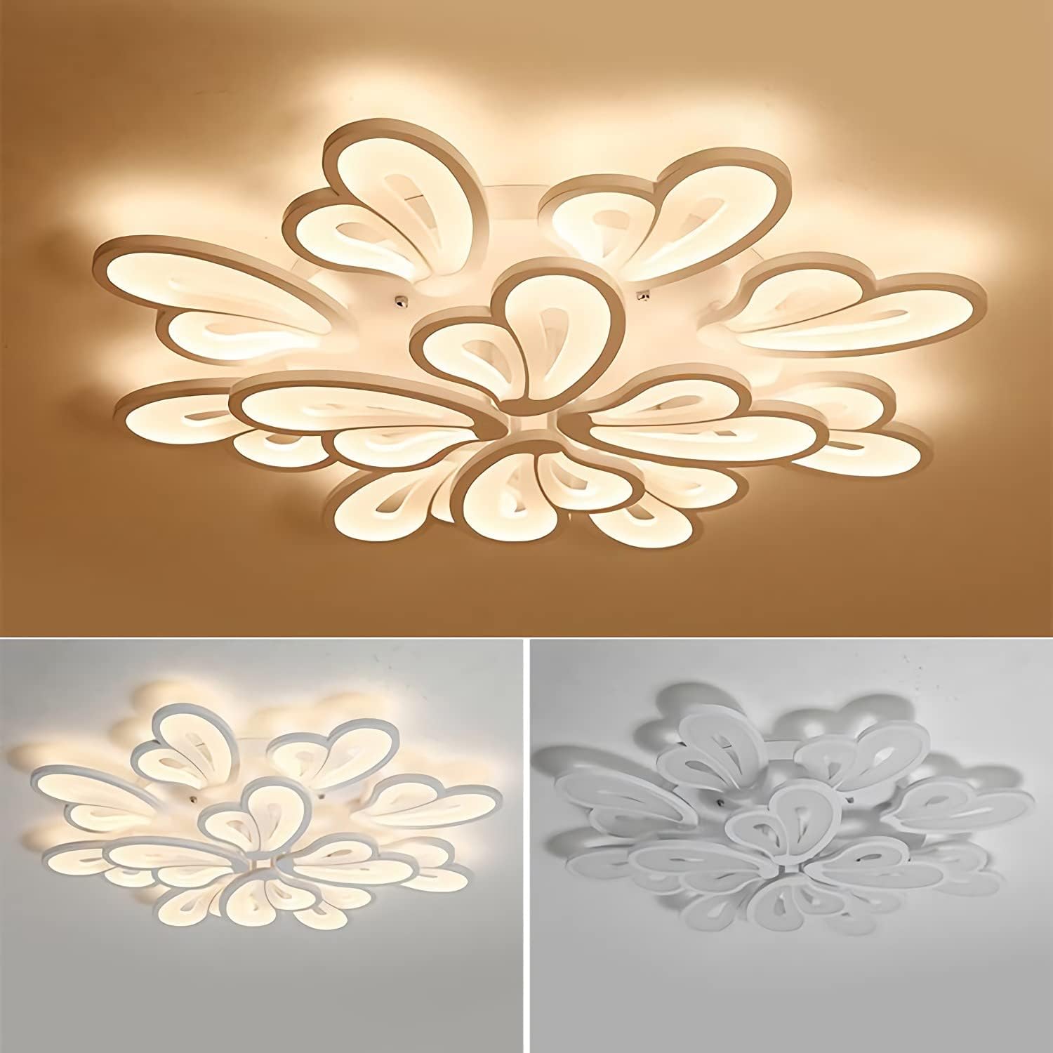 Πολυέλαιος LED με τηλεχειριστήριο BLOSSOM 146W, 12 πέταλα, Κρύο/Ζεστό/Ουδέτερο φως 3000k/4000k/6000k, Ρυθμιζόμενο, Λευκός πολυέλαιος LED με τηλεχειριστήριο Προεπιλεγμένος τίτλος Alessandro Design