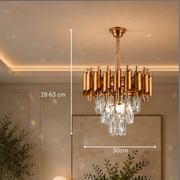 Crystal Chandelier VERSAILLES Petito 3xE14, Διάμετρος 30cm, Χρυσός, Ρυθμιζόμενο Ύψος, Metal and Crystal Crystal Chandeliers Προεπιλεγμένος τίτλος Alessandro Design