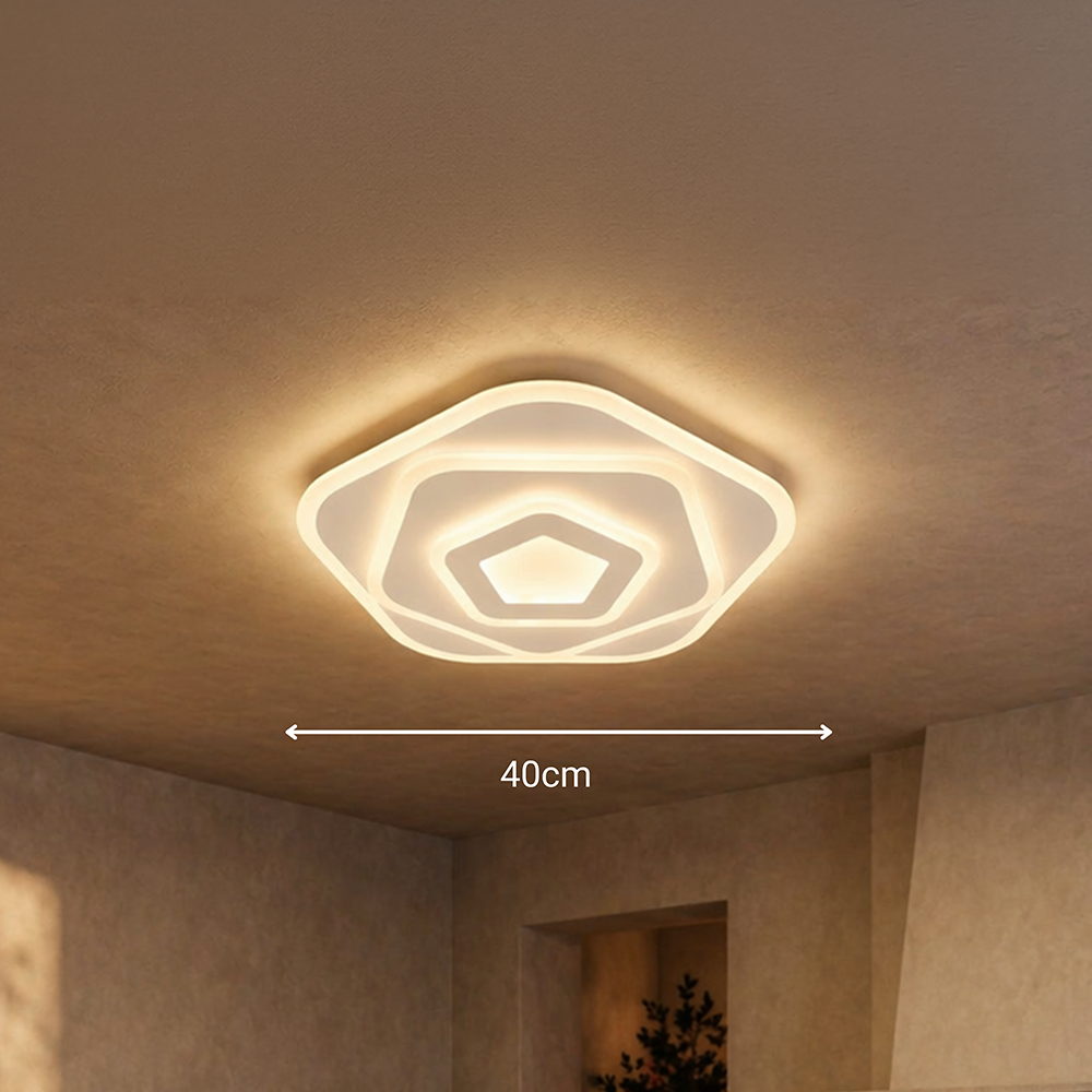 Πολυέλαιος LED με Τηλεχειριστήριο PENTAGON 59W, 40cm, Κρύο/Ζεστό/Ουδέτερο φως 3000K/4000K/6000K, Λευκοί, μεταλλικοί και ακρυλικοί πολυέλαιοι LED με τηλεχειριστήριο Προεπιλεγμένος τίτλος Alessandro Design