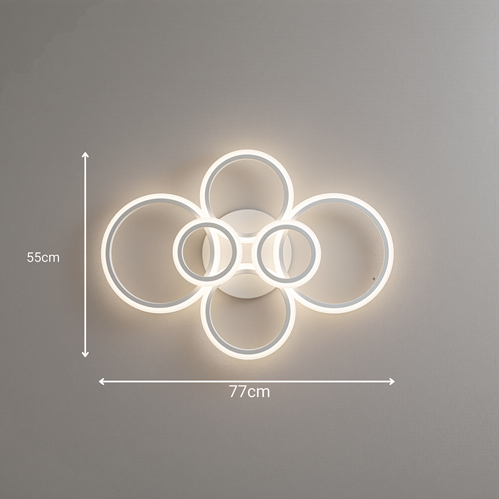 Πολυέλαιος LED με τηλεχειριστήριο BETTY 82W, 6 κύκλοι, κρύο/θερμό/ουδέτερο φως, ρυθμιζόμενο, λευκός πολυέλαιος LED με τηλεχειριστήριο Προεπιλεγμένος τίτλος Alessandro Design
