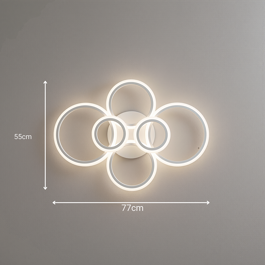 Πολυέλαιος LED με τηλεχειριστήριο BETTY 82W, 6 κύκλοι, κρύο/θερμό/ουδέτερο φως, ρυθμιζόμενο, λευκός πολυέλαιος LED με τηλεχειριστήριο Προεπιλεγμένος τίτλος Alessandro Design