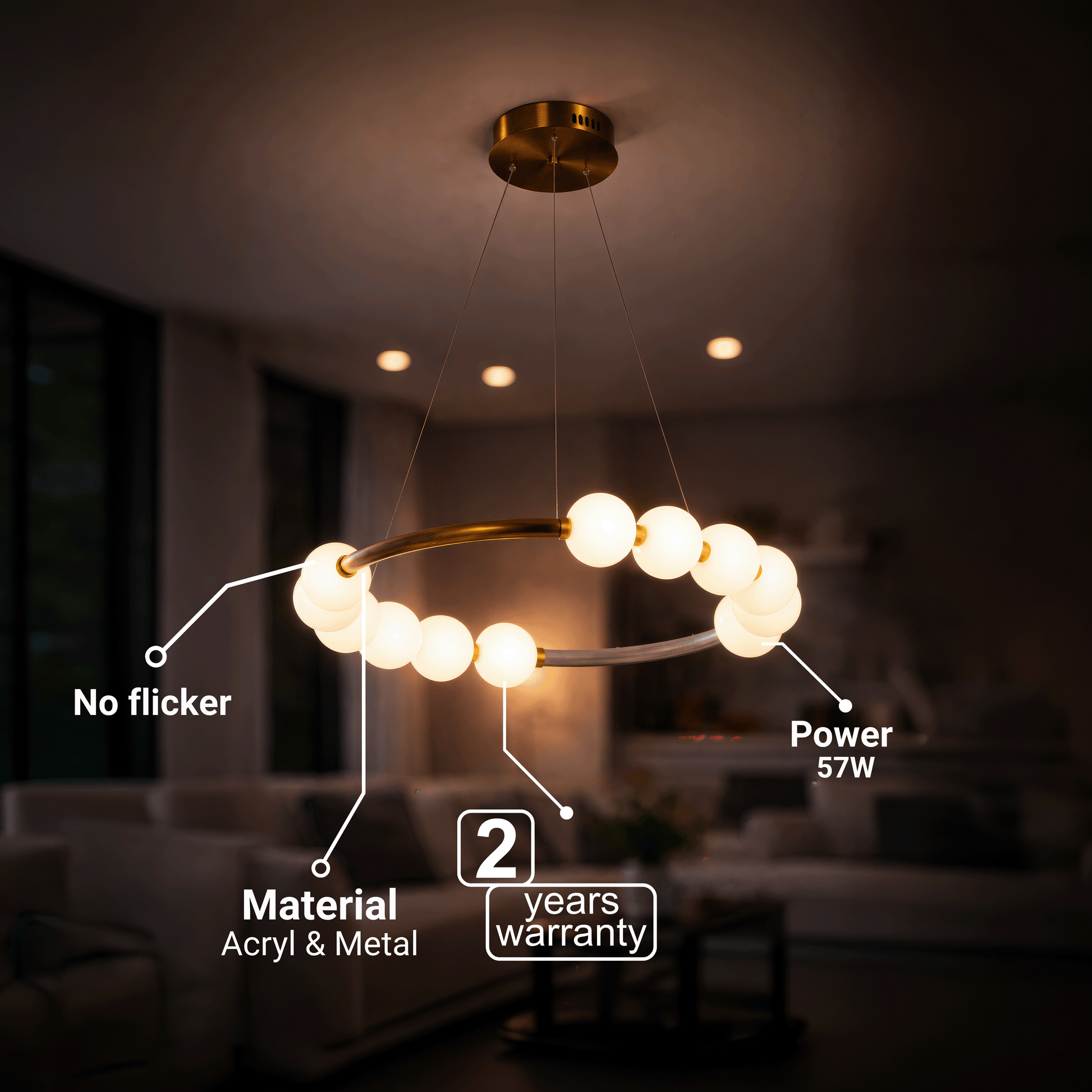Κρεμαστό φως LED Ακρυλικό Nova 57W με τηλεχειριστήριο, ρυθμιζόμενο, 3000K/4000K/6000K, χρυσό, μέταλλο και ακρυλικό LED πολυέλαιοι με τηλεχειριστήριο προεπιλεγμένος τίτλος Alessandro Design