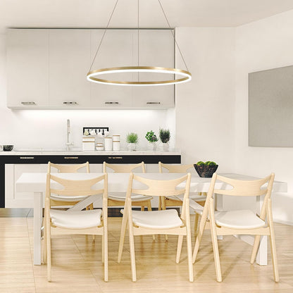 Κρεμαστός πολυέλαιος LED, ANINA, 34W, 1 κύκλος, Διάμετρος 50 cm, Κρύο/Ζεστό/Ουδέτερο φως 3000K/4000K/6000K, Ρυθμιζόμενο, Γυαλιστερό χρυσό Λευκό, Ρυθμιζόμενο ύψος, Μεταλλικοί και Ακρυλικοί LED Πολυέλαιοι με Τηλεχειριστήριο Τηλεχειριστηρίου Adroitless Design