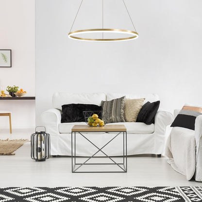 Κρεμαστός πολυέλαιος LED, ANINA, 34W, 1 κύκλος, Διάμετρος 50 cm, Κρύο/Ζεστό/Ουδέτερο φως 3000K/4000K/6000K, Ρυθμιζόμενο, Γυαλιστερό χρυσό Λευκό, Ρυθμιζόμενο ύψος, Μεταλλικοί και Ακρυλικοί LED Πολυέλαιοι με Τηλεχειριστήριο Τηλεχειριστηρίου Adroitless Design