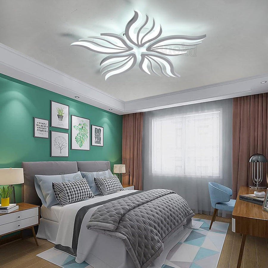 Πολυέλαιος LED με τηλεχειριστήριο SAKURA 62W, 5 πέταλα, κρύο/ζεστό/ουδέτερο φως, ρυθμιζόμενο, λευκός πολυέλαιος LED με τηλεχειριστήριο Προεπιλεγμένος τίτλος Alessandro Design