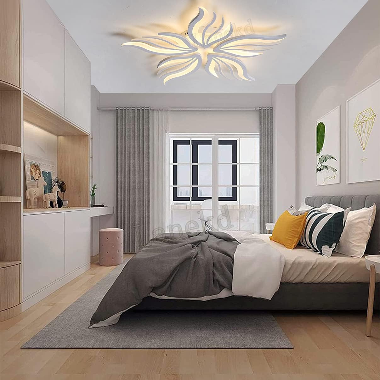 Πολυέλαιος LED με τηλεχειριστήριο SAKURA 62W, 5 πέταλα, κρύο/ζεστό/ουδέτερο φως, ρυθμιζόμενο, λευκός πολυέλαιος LED με τηλεχειριστήριο Προεπιλεγμένος τίτλος Alessandro Design