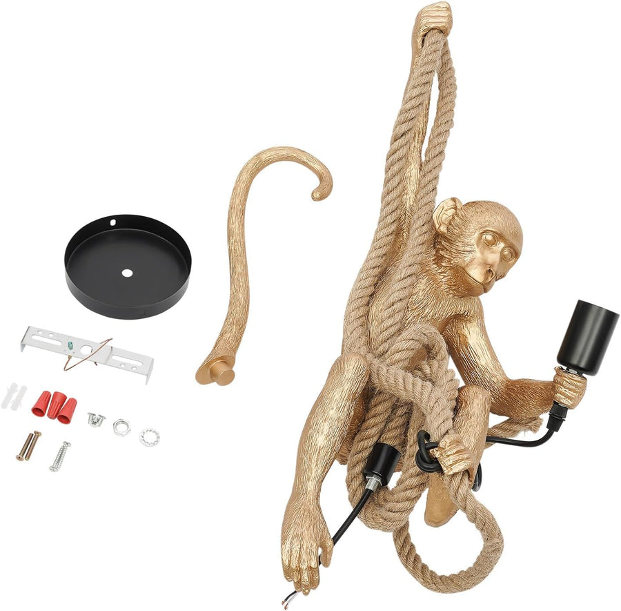 Vintage Hanging Chandelier, LV700, 1xE27, Monkey, String and Metal, Black Support Vintage Chandeliers Προεπιλεγμένος τίτλος Alessandro Design
