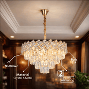 Κρυστάλλινος πολυέλαιος WINDSOR Elegance 8x E14, διάμετρος 39 cm, γυαλιστερό χρυσό, ρυθμιζόμενο ύψος, μεταλλικοί και κρυστάλλινοι πολυέλαιοι, προεπιλεγμένος τίτλος Alessandro Design