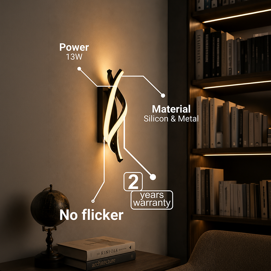 Reid 13W LED φωτιστικό τοίχου, Κρύο/Ζεστό/Ουδέτερο φως, Μαύρα φώτα τοίχου εσωτερικού χώρου Προεπιλεγμένος τίτλος Alessandro Design