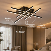 Πολυέλαιος LED με Τηλεχειριστήριο LINEX, 81W, 6 Στοιχεία, Γραμμικό, Κρύο/Ζεστό/Ουδέτερο φως, Ρυθμιζόμενο, Μαύροι πολυέλαιοι LED με τηλεχειριστήριο Προεπιλεγμένος τίτλος Alessandro Design