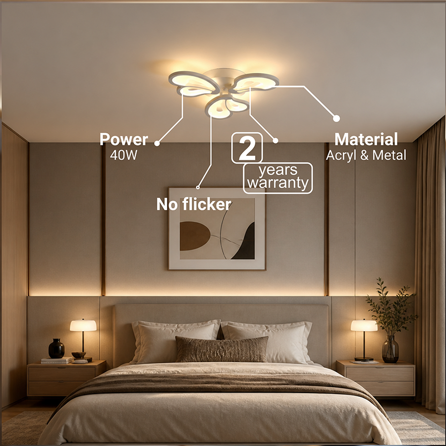 Πολυέλαιος LED με τηλεχειριστήριο BLOSSOM 40W, 3 πέταλα, κρύο/ζεστό/ουδέτερο φως, ρυθμιζόμενο, λευκός πολυέλαιος LED με τηλεχειριστήριο Προεπιλεγμένος τίτλος Alessandro Design