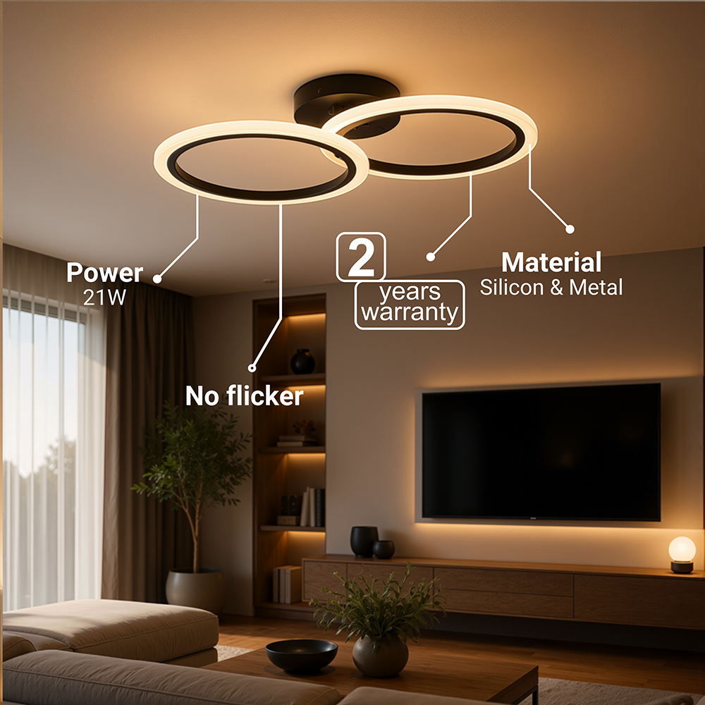 Πολυέλαιος LED με τηλεχειριστήριο BETTY 27W, 2 κύκλοι, κρύο/θερμό/ουδέτερο φως, ρυθμιζόμενο, μαύροι πολυέλαιοι LED με τηλεχειριστήριο Προεπιλεγμένος τίτλος Alessandro Design
