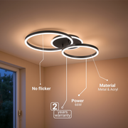 Πολυέλαιος LED με τηλεχειριστήριο RINOVA 66W, 2 κύκλοι, κρύο/ζεστό/ουδέτερο φως, ρυθμιζόμενο, μαύροι πολυέλαιοι LED με τηλεχειριστήριο Προεπιλεγμένος τίτλος Alessandro Design