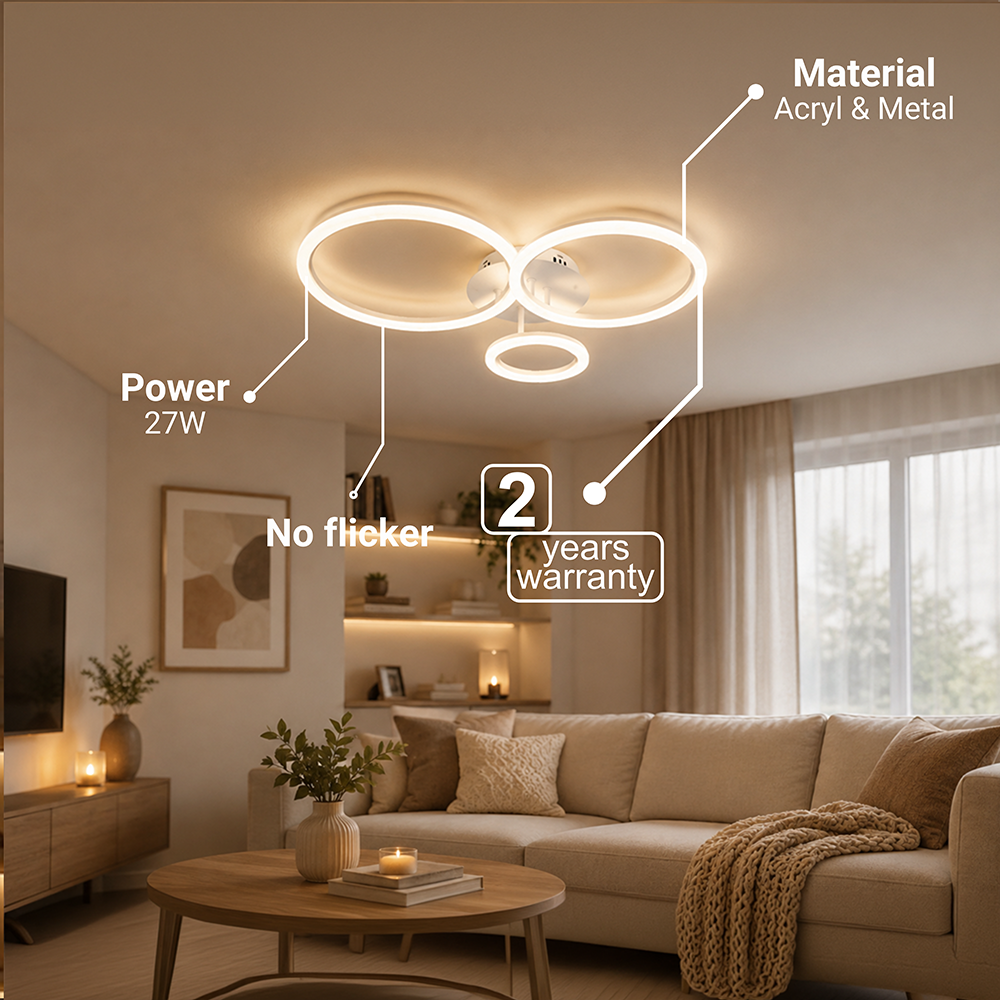 Πολυέλαιος LED με τηλεχειριστήριο BETTY 40W, 3 κύκλοι, κρύο/θερμό/ουδέτερο φως, ρυθμιζόμενο, λευκό, μεταλλικό και ακρυλικό LED πολυέλαιοι με τηλεχειριστήριο Προεπιλεγμένος τίτλος Alessandro Design