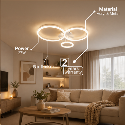 Πολυέλαιος LED με τηλεχειριστήριο BETTY 40W, 3 κύκλοι, κρύο/θερμό/ουδέτερο φως, ρυθμιζόμενο, λευκό, μεταλλικό και ακρυλικό LED πολυέλαιοι με τηλεχειριστήριο Προεπιλεγμένος τίτλος Alessandro Design