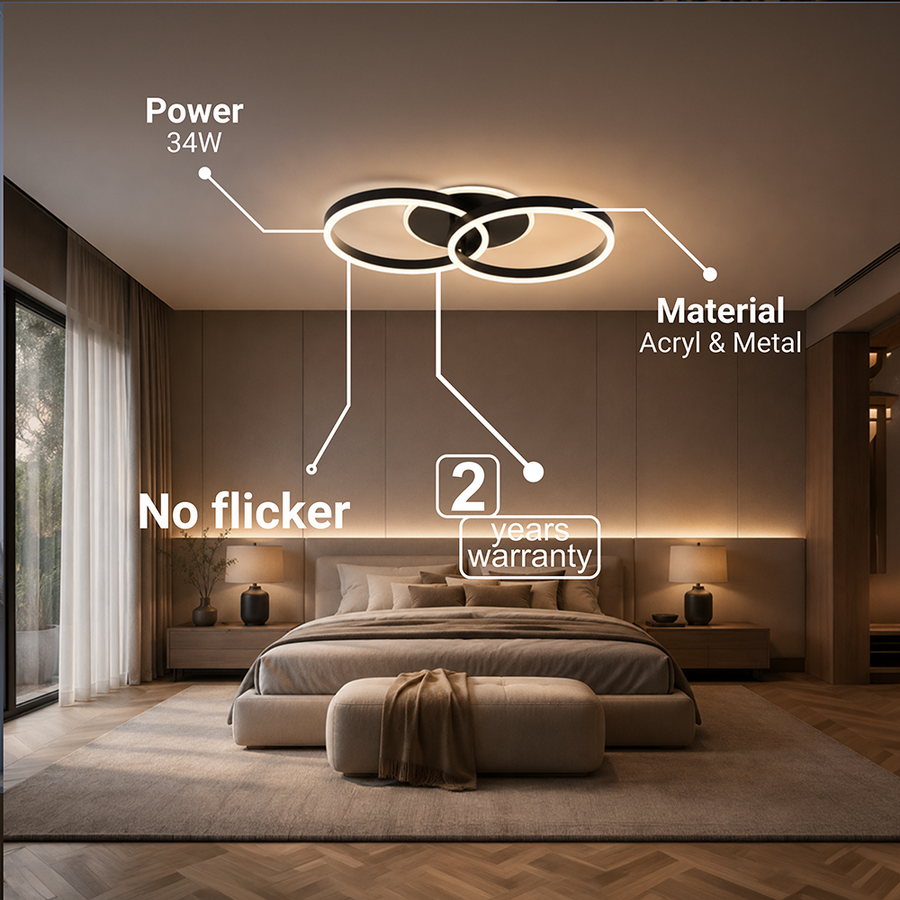 Πολυέλαιος LED με τηλεχειριστήριο RIGA LILITH 34W, 2 κύκλοι, κρύο/θερμ/ουδέτερο φως, ρυθμιζόμενο, μαύροι πολυέλαιοι LED με τηλεχειριστήριο Προεπιλεγμένος τίτλος Alessandro Design