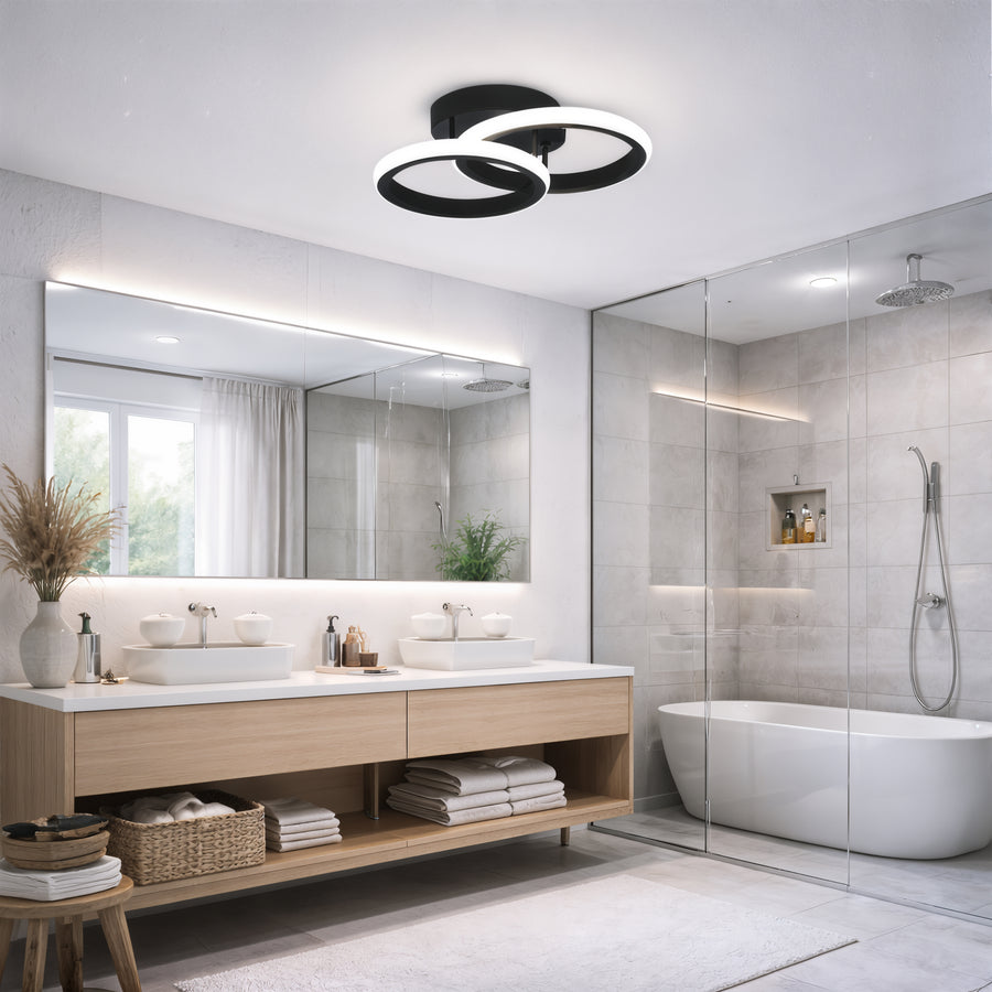 Πολυέλαιος LED VERTEX CIRCULA 21W, 2 κύκλοι, Μεταλλικά πλαίσια, Κρύο/Ζεστό/Ουδέτερο φως 3000K/4000K/6000K, Μαύρο, Μεταλλικοί πολυέλαιοι LED Προεπιλεγμένος τίτλος Alessandro Design