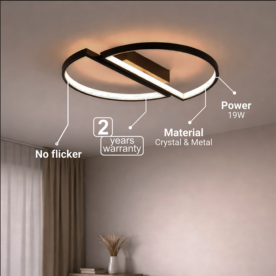 Πολυέλαιος LED με τηλεχειριστήριο VECTOR ARCUS 52W, 2 Στοιχεία, Κρύο/Ζεστό/Ουδέτερο φως, Ρυθμιζόμενο, Μαύροι πολυέλαιοι LED με τηλεχειριστήριο Προεπιλεγμένος τίτλος Alessandro Design