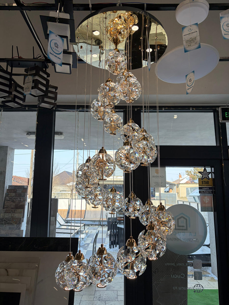 Crystal LED KILKENNY Culmino Chandelier, 144W, Neutral Light, Diameter 60cm, Gold Modern Chandeliers Προεπιλεγμένος τίτλος Alessandro Design