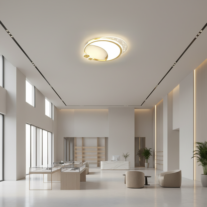 Marco LED Πολυέλαιος με Τηλεχειριστήριο, 76W, Dimmable, Χρυσό, Μέταλλο, Ακρυλικό και Γυαλί, 3000K/4000K/6000K