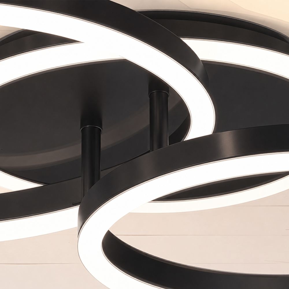 Πολυέλαιος LED με τηλεχειριστήριο RINOVA 66W, 2 κύκλοι, κρύο/ζεστό/ουδέτερο φως, ρυθμιζόμενο, μαύροι πολυέλαιοι LED με τηλεχειριστήριο Προεπιλεγμένος τίτλος Alessandro Design
