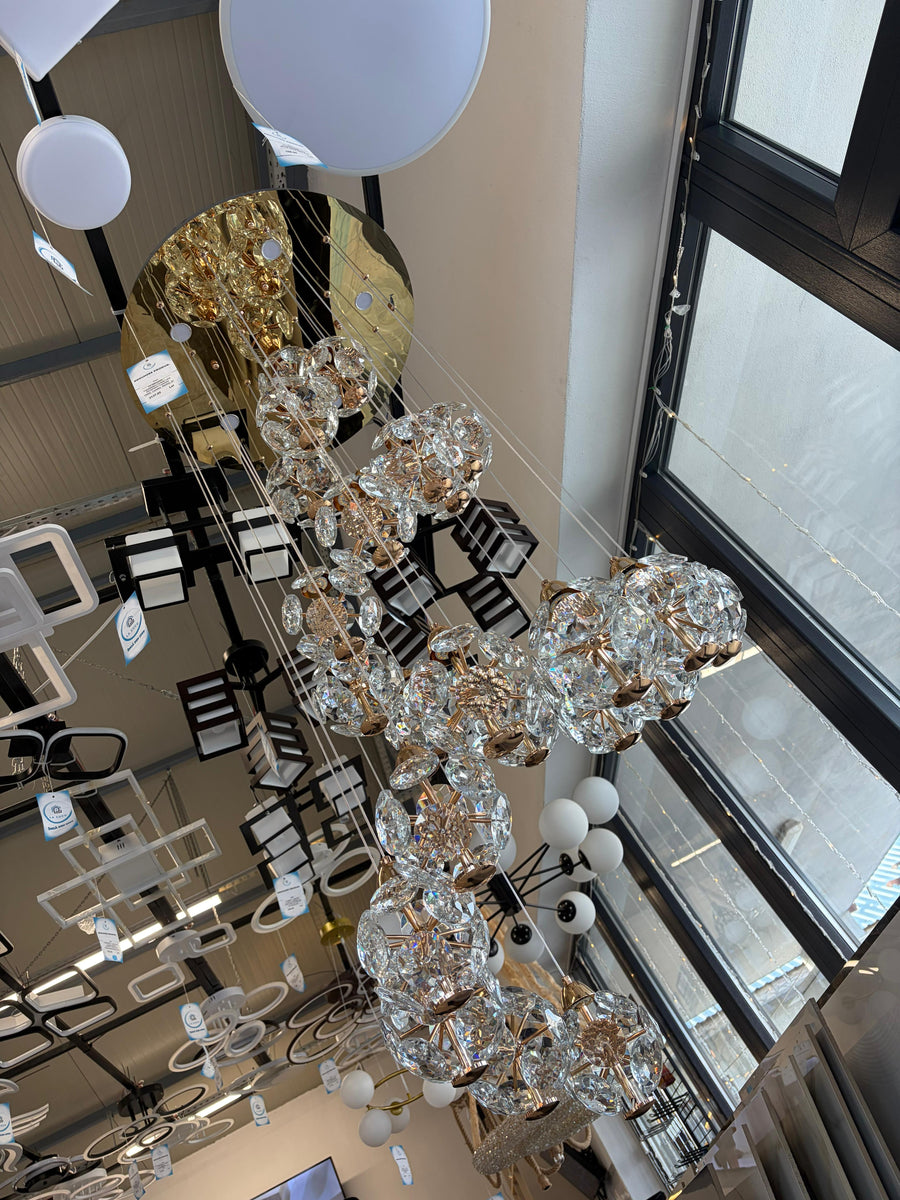 Crystal LED KILKENNY Culmino Chandelier, 144W, Neutral Light, Diameter 60cm, Gold Modern Chandeliers Προεπιλεγμένος τίτλος Alessandro Design