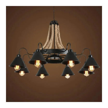 Indiana Chandelier, 8xE27, Metal and Rope, Brown Vintage Chandeliers Προεπιλεγμένος τίτλος Alessandro Design