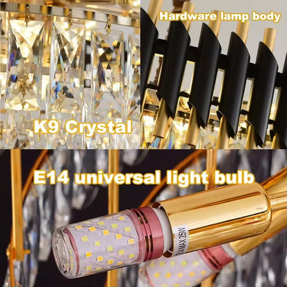 Crystal Chandelier VERSAILLES Eleganza 8x E14, 48 cm, Shiny Gold and Black, Ρυθμιζόμενο ύψος Crystal Chandeliers Προεπιλεγμένος τίτλος Alessandro Design