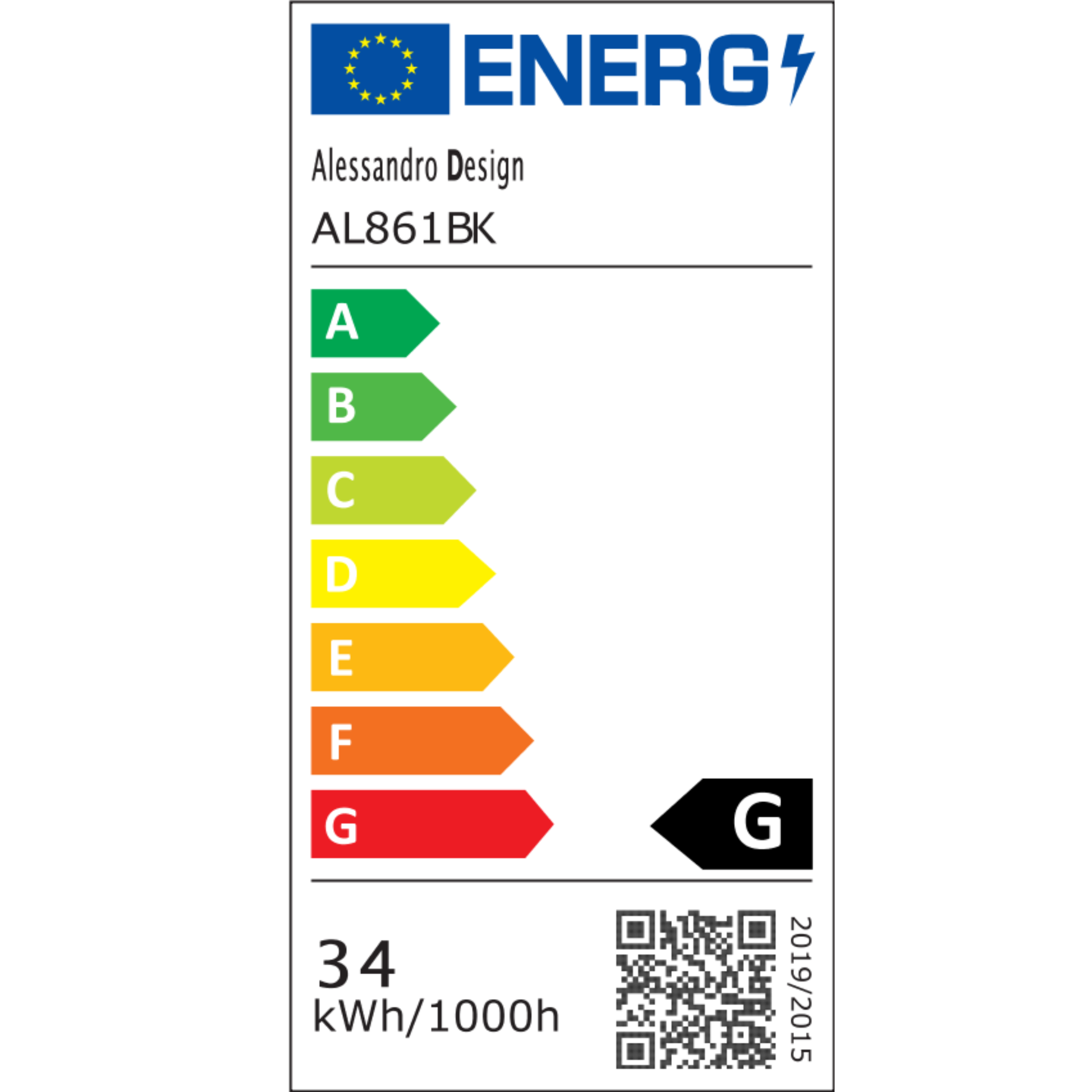 Κλειδί τοίχου LED 34W Κρύο/Ζεστό/Ουδέτερο φως Μαύρα μεταλλικά φώτα τοίχου εσωτερικού χώρου Προεπιλεγμένος τίτλος Alessandro Design