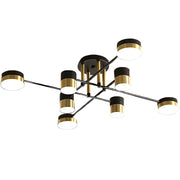 Lustra LED cu Telecomanda MARIO, 32W, 8 Elemente, Lumina Rece/Calda/Neutra, Dimabila, Negru/Auriu Lustre LED cu Telecomanda Default Title Alessandro Design