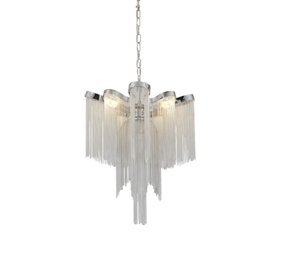 Πολυέλαιος B8000/4CH, 4xE14, Διάμετρος 43 cm, Ύψος 68 cm, IP20, Ασήμι, Σίδερο, Αλουμίνιο, Δεν περιλαμβάνονται οι βολβοί