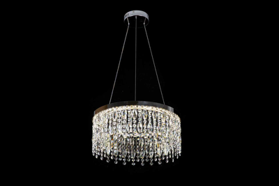 Πολυέλαιος LED CC41003/400CH, Διάμετρος 40 cm, Ύψος 120 cm, IP20, Κρύο/Ουδέτερο/Θερμό φως, Ρυθμιζόμενο, Ασημί, Κρύσταλλο, Χάλυβας