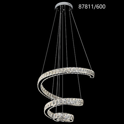 Πολυέλαιος LED CC87811/600CH, Διάμετρος 60 cm, Ύψος 120 cm, IP20, Κρύο/Ουδέτερο/Θερμό φως, Ρυθμιζόμενο, Ασημί, Κρύσταλλο, Χάλυβας