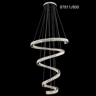 Πολυέλαιος LED CC87811/800CH, Διάμετρος 80 cm, Ύψος 150 cm, IP20, Κρύο/Ουδέτερο/Θερμό φως, Ρυθμιζόμενο, Ασημί, Κρύσταλλο, Χάλυβας