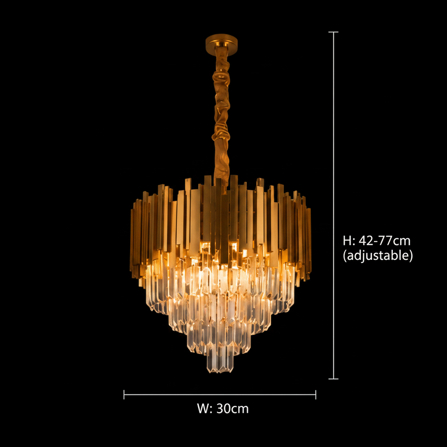 Πολυέλαιος BLOIS Petito, Διάμετρος 30cm, 3x E14 Shiny Gold, Ρυθμιζόμενο ύψος
