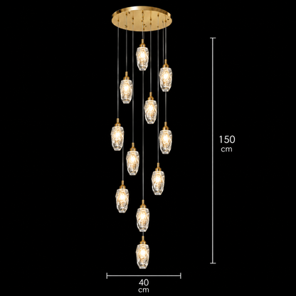 Κρυστάλλινος πολυέλαιος LED, Justinian, Διάμετρος 60cm, Ρυθμιζόμενο ύψος, Χρυσός, Μέταλλο και Κρύσταλλο