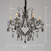 Candelabru Cristal BARO Regalis, Φ80cm, 8xE14, Inaltime Reglabila, Metal si Cristal, Negru