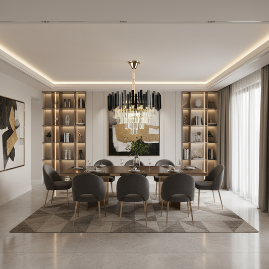 Κρυστάλλινος Πολυέλαιος BLOIS Eleganza 8xE14, Διάμετρος 50cm, Μαύρος, Ρυθμιζόμενο Ύψος