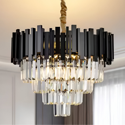 Crystal Chandelier BLOIS Nobile 5xE14, Διάμετρος 40cm, Μαύρος, Ρυθμιζόμενο Ύψος