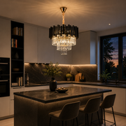 Crystal Chandelier BLOIS Nobile 5xE14, Διάμετρος 40cm, Μαύρος, Ρυθμιζόμενο Ύψος