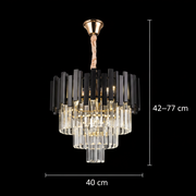 Crystal Chandelier BLOIS Nobile 5xE14, Διάμετρος 40cm, Μαύρος, Ρυθμιζόμενο Ύψος