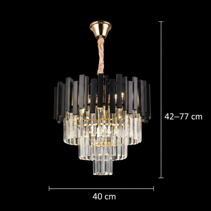 Crystal Chandelier BLOIS Nobile 5xE14, Διάμετρος 40cm, Μαύρος, Ρυθμιζόμενο Ύψος