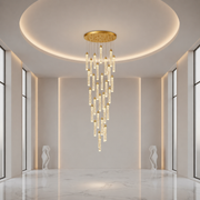 Κρυστάλλινος πολυέλαιος LED, Justinian, Διάμετρος 60cm, Ρυθμιζόμενο ύψος, Χρυσός, Μέταλλο και Κρύσταλλο