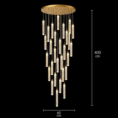 Κρυστάλλινος πολυέλαιος LED, Justinian, Διάμετρος 60cm, Ρυθμιζόμενο ύψος, Χρυσός, Μέταλλο και Κρύσταλλο