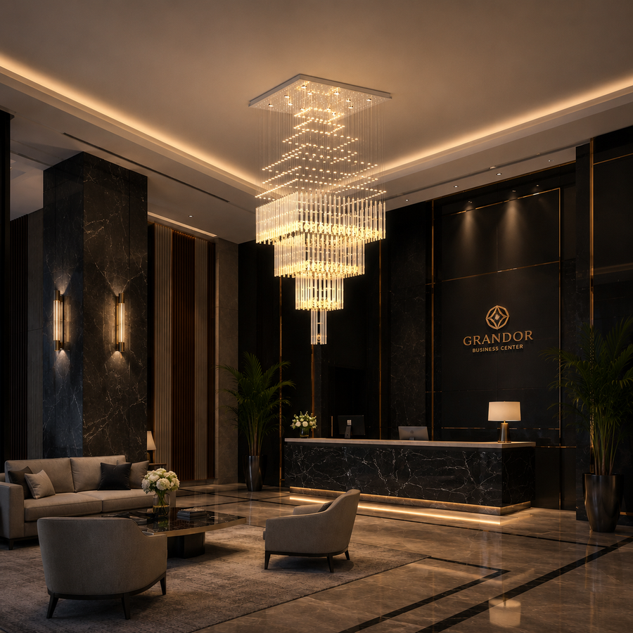LED Κρυστάλλινος Πολυέλαιος 80W FLORENTIA Gold, Διάμετρος 50cm, Ύψος 200cm, Μοντέλο Σκάλας