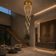 Κρυστάλλινος πολυέλαιος LED, 39W, Ιουστινιανός, Διάμετρος 60cm, Ρυθμιζόμενο ύψος, Χρυσός, Μέταλλο και Κρύσταλλο