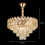 Candelabru Cristal VECTOR Eleganza 8xE14, Diametru 48cm, Auriu Lucios, Inaltime Reglabila, Metal si Cristal